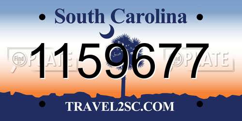 1159677 South Carolina License Plate