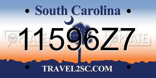 11596Z7 South Carolina License Plate