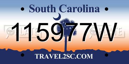 115977W South Carolina License Plate