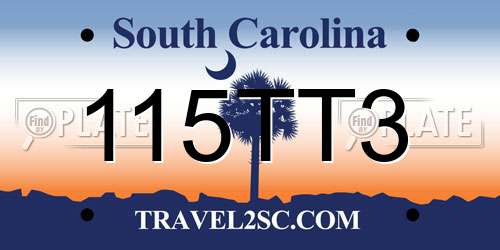 115TT3 South Carolina License Plate
