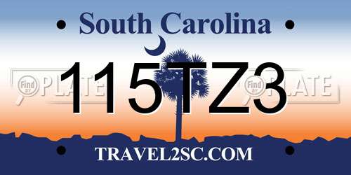 115TZ3 South Carolina License Plate