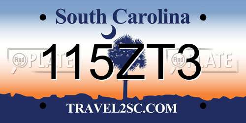 115ZT3 South Carolina License Plate