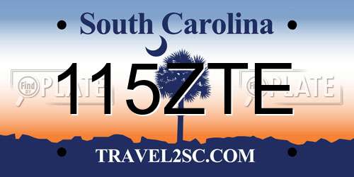 115ZTE South Carolina License Plate