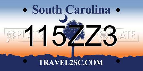 115ZZ3 South Carolina License Plate