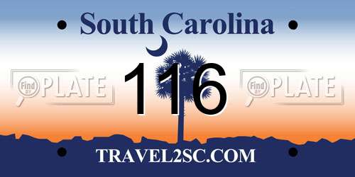 116 South Carolina License Plate