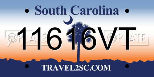 11616VT South Carolina License Plate