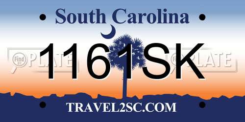 1161SK South Carolina License Plate