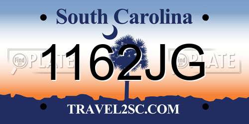 1162JG South Carolina License Plate