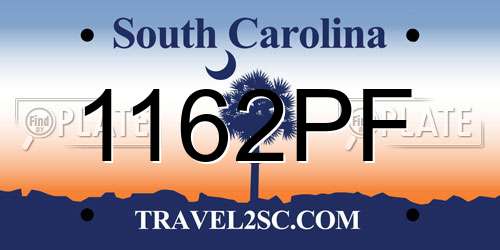 1162PF South Carolina License Plate