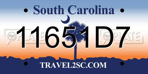 11651D7 South Carolina License Plate