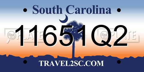 11651Q2 South Carolina License Plate