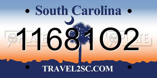 11681O2 South Carolina License Plate