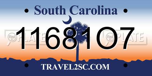 11681O7 South Carolina License Plate