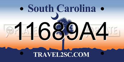 11689A4 South Carolina License Plate