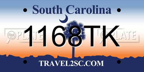 1168TK South Carolina License Plate