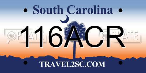 116ACR South Carolina License Plate