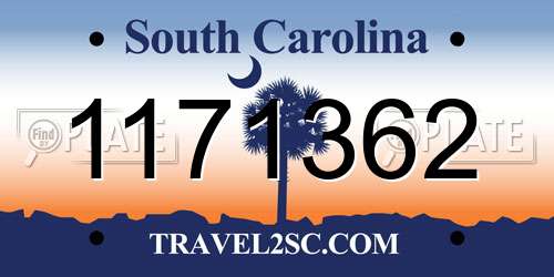 1171362 South Carolina License Plate