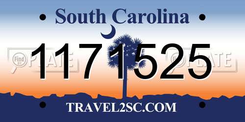 1171525 South Carolina License Plate