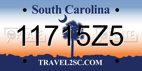 11715Z5 South Carolina License Plate