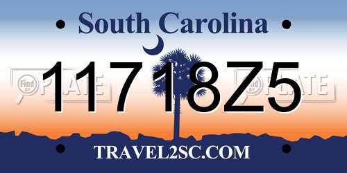 11718Z5 South Carolina License Plate