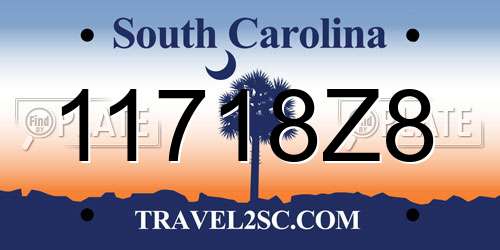11718Z8 South Carolina License Plate
