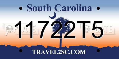11722T5 South Carolina License Plate