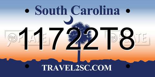 11722T8 South Carolina License Plate