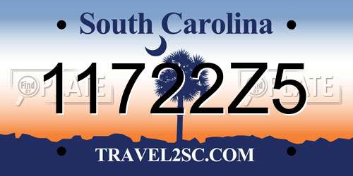 11722Z5 South Carolina License Plate