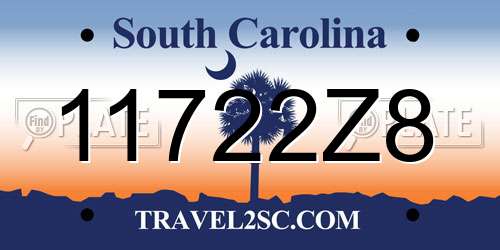 11722Z8 South Carolina License Plate