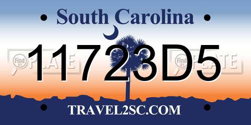 11723D5 South Carolina License Plate
