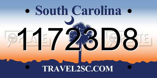 11723D8 South Carolina License Plate