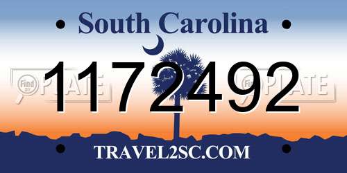 1172492 South Carolina License Plate