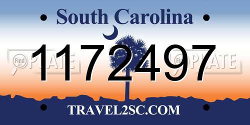 1172497 South Carolina License Plate