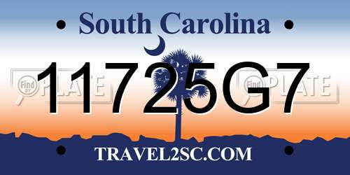 11725G7 South Carolina License Plate