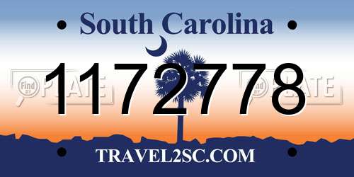 1172778 South Carolina License Plate
