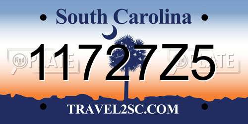 11727Z5 South Carolina License Plate