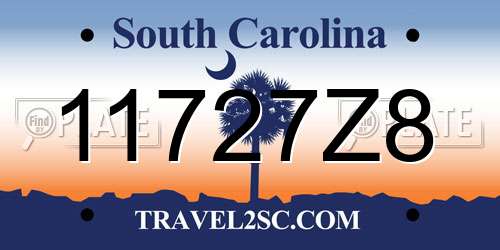 11727Z8 South Carolina License Plate