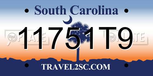 11751T9 South Carolina License Plate