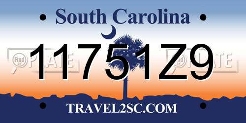 11751Z9 South Carolina License Plate