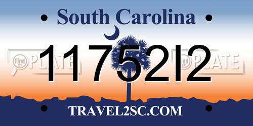 11752I2 South Carolina License Plate