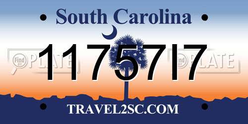 11757I7 South Carolina License Plate