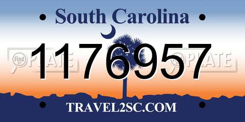 1176957 South Carolina License Plate