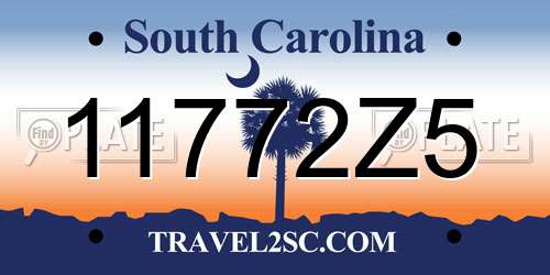 11772Z5 South Carolina License Plate