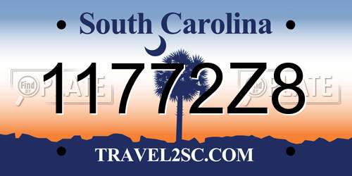 11772Z8 South Carolina License Plate