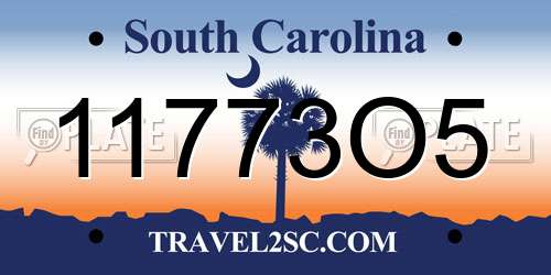 11773O5 South Carolina License Plate