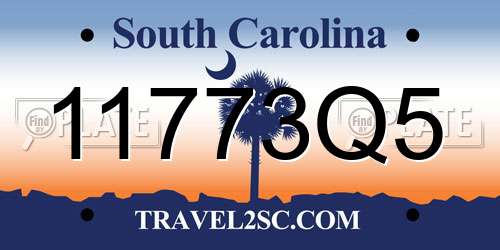 11773Q5 South Carolina License Plate