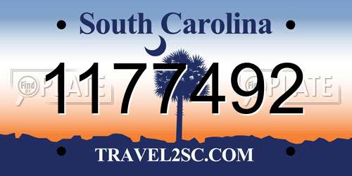 1177492 South Carolina License Plate
