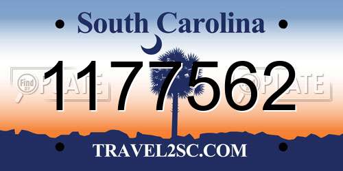 1177562 South Carolina License Plate