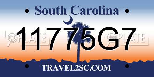 11775G7 South Carolina License Plate