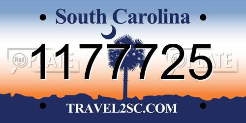 1177725 South Carolina License Plate